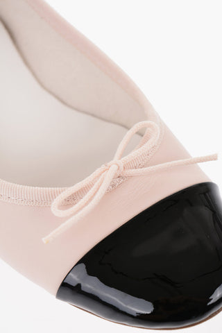Leather FLORA Ballet Flats with Patent Toe