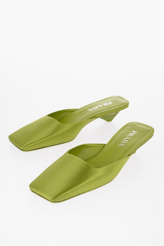 Mules in Satin con Punta Quadrata 