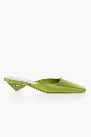 Mules in Satin con Punta Quadrata 