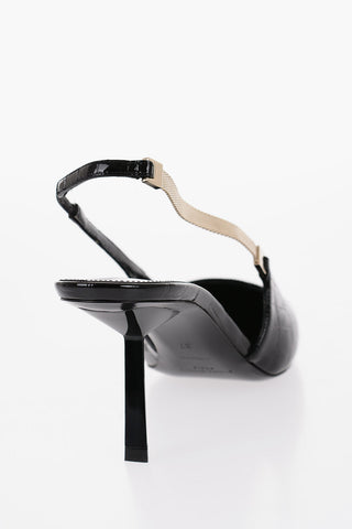 Open Back Crocodile-Effect Leather Pumps 7,5cm