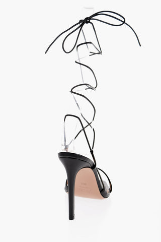 Sandali Lace-up in Pelle con Punta Squadrata Tacco 10.5cm