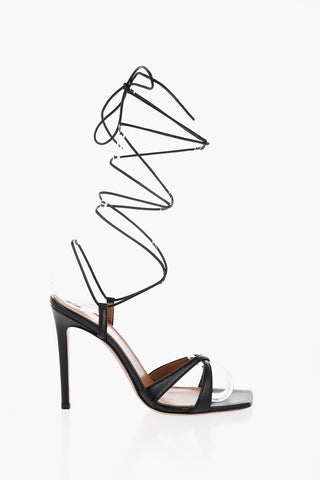 Sandali Lace-up in Pelle con Punta Squadrata Tacco 10.5cm