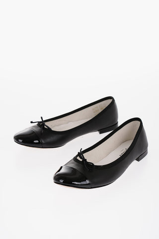 Leather FLORA Ballet Flats with Patent Toe