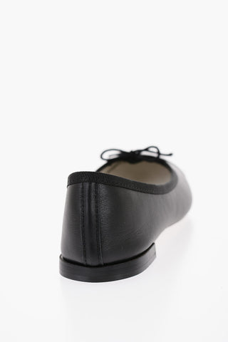 Leather FLORA Ballet Flats with Patent Toe