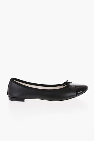 Leather FLORA Ballet Flats with Patent Toe