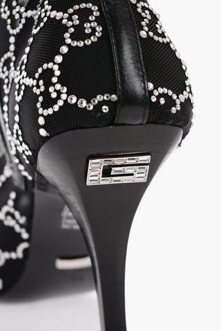 Mesh Ankle Boots with All-Over Rhinestone Monogram 8,5cm
