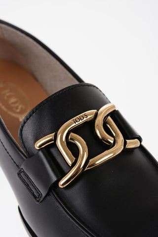 Leather Bit Loafers with Golden Detail