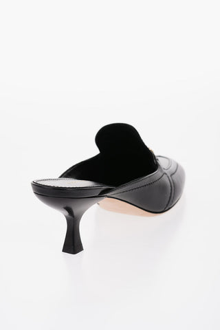 Leather ELODYE Mules With Golden-Effect Horsebit 