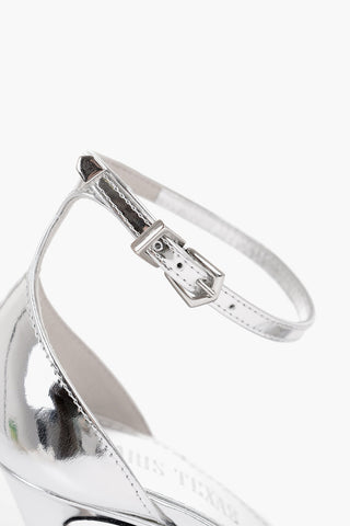 Sandali Ankle-Strap in Pelle Specchiata Tacco 10cm