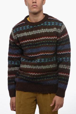 Patterned Wool Crewneck Sweater