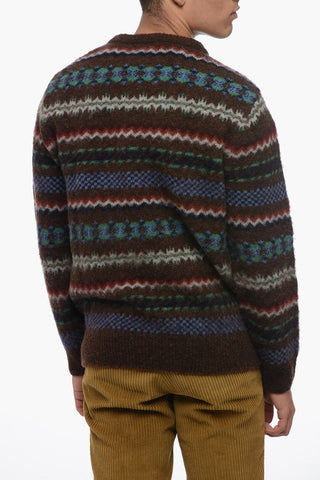Patterned Wool Crewneck Sweater