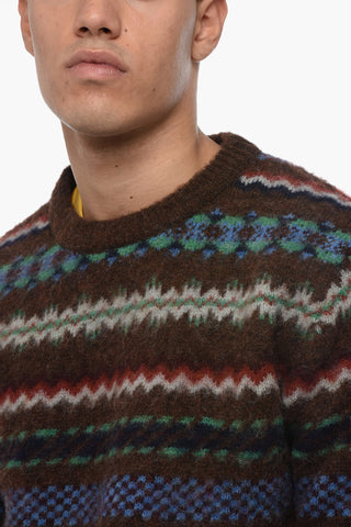Patterned Wool Crewneck Sweater