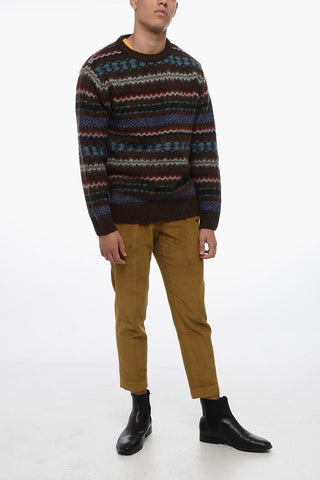 Patterned Wool Crewneck Sweater