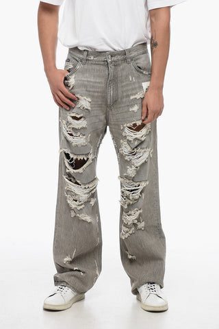 RE-EDITION Straight Fit Distressed Denims 28cm