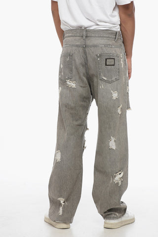 RE-EDITION Straight Fit Distressed Denims 28cm