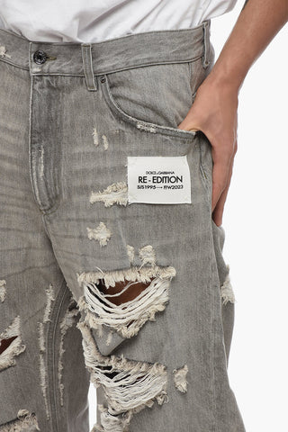 RE-EDITION Straight Fit Distressed Denims 28cm