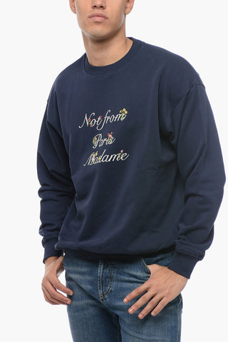 Brushed Cotton LE SWEAT SLOGAN à FLEURS Crewneck Sweatshirt