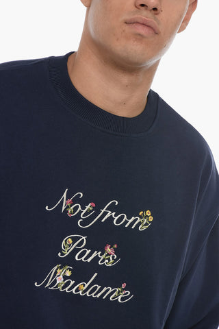 Brushed Cotton LE SWEAT SLOGAN à FLEURS Crewneck Sweatshirt