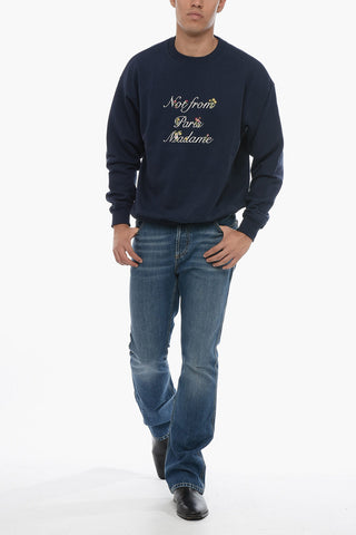 Brushed Cotton LE SWEAT SLOGAN à FLEURS Crewneck Sweatshirt