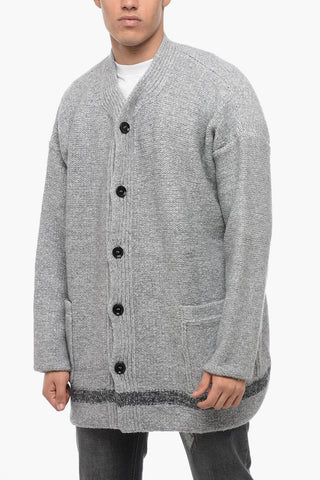 Cardigan in Misto Lana con Tasche a Toppa
