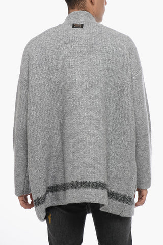 Cardigan in Misto Lana con Tasche a Toppa