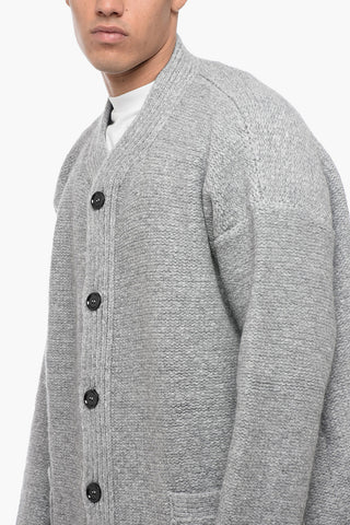 Cardigan in Misto Lana con Tasche a Toppa