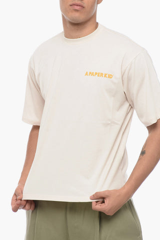 T-Shirt Girocollo in Tinta Unita con Logo Stampato