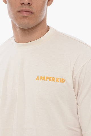 T-Shirt Girocollo in Tinta Unita con Logo Stampato