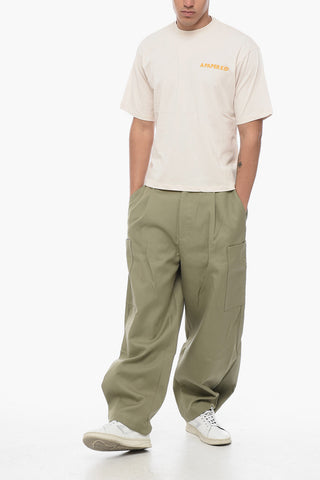 T-Shirt Girocollo in Tinta Unita con Logo Stampato