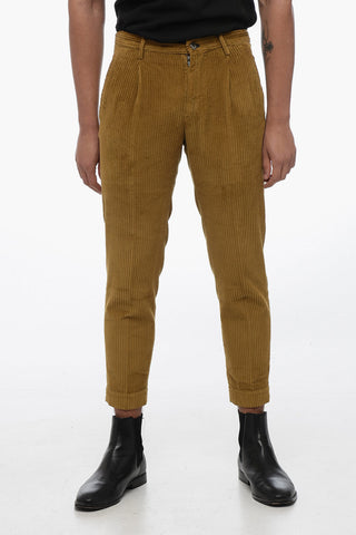 Pantaloni Tapered Fit in Velour a Coste