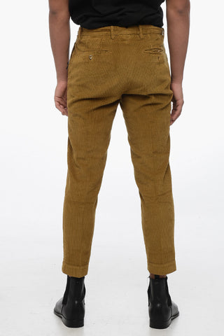 Pantaloni Tapered Fit in Velour a Coste