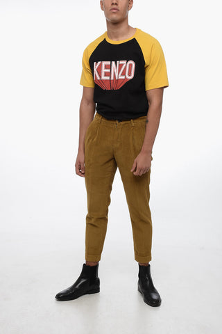 Pantaloni Tapered Fit in Velour a Coste