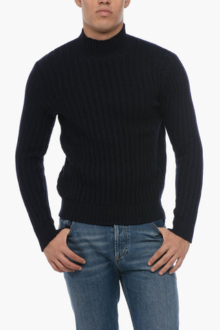 Turtleneck Ribbed Virgin Wool Sweater