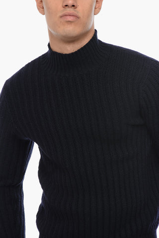 Turtleneck Ribbed Virgin Wool Sweater
