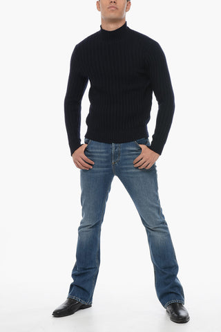 Turtleneck Ribbed Virgin Wool Sweater