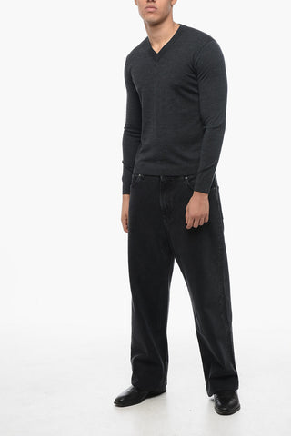 Lightweight Virgin Wool Sweater with V-Neck