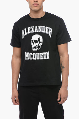 Crew Neck Cotton T-Shirt with Lettering Logo