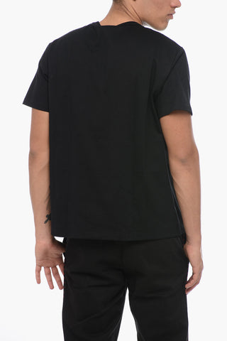 Crew Neck Cotton T-Shirt with Lettering Logo