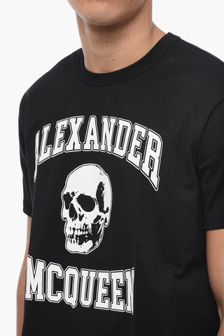 Crew Neck Cotton T-Shirt with Lettering Logo