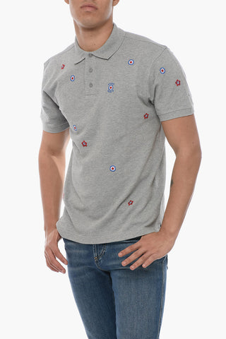 Cotton Polo with Embroidered Floral Pattern