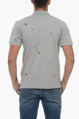 Cotton Polo with Embroidered Floral Pattern