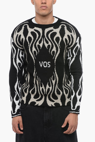 Maglia Girocollo WHITE FLAMES in Misto Lana