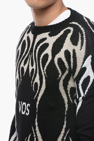 Maglia Girocollo WHITE FLAMES in Misto Lana