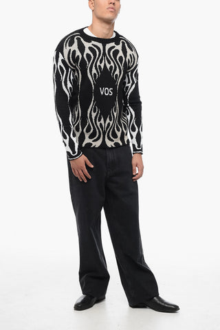 Maglia Girocollo WHITE FLAMES in Misto Lana