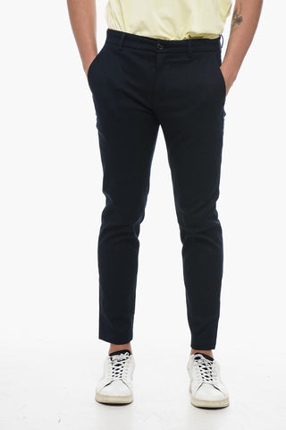 Pantaloni Chino in Cotone Stretch a Tinta Unita