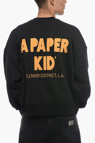 Brushed Cotton Crew-neck Sweatshirt with Printed Logo