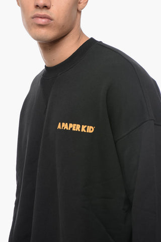 Brushed Cotton Crew-neck Sweatshirt with Printed Logo
