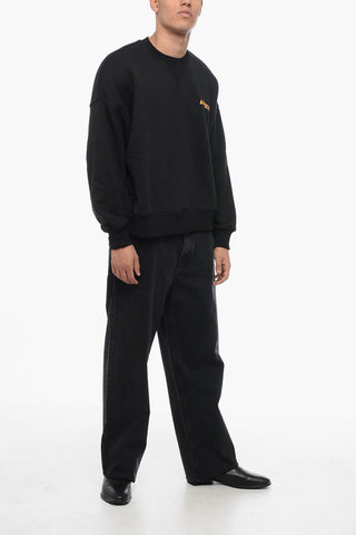 Brushed Cotton Crew-neck Sweatshirt with Printed Logo
