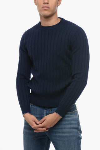 Crew Neck Ribbed Cashmere Blend Sweater