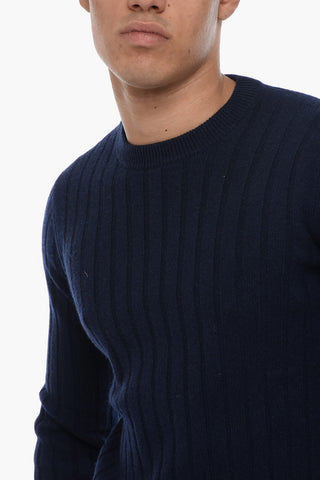 Crew Neck Ribbed Cashmere Blend Sweater
